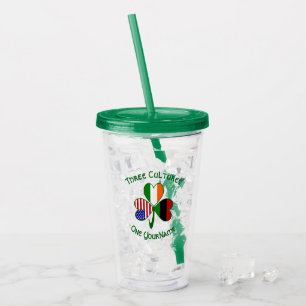 African Diaspora Irish USA Shamrock Personalised T Acrylic Tumbler