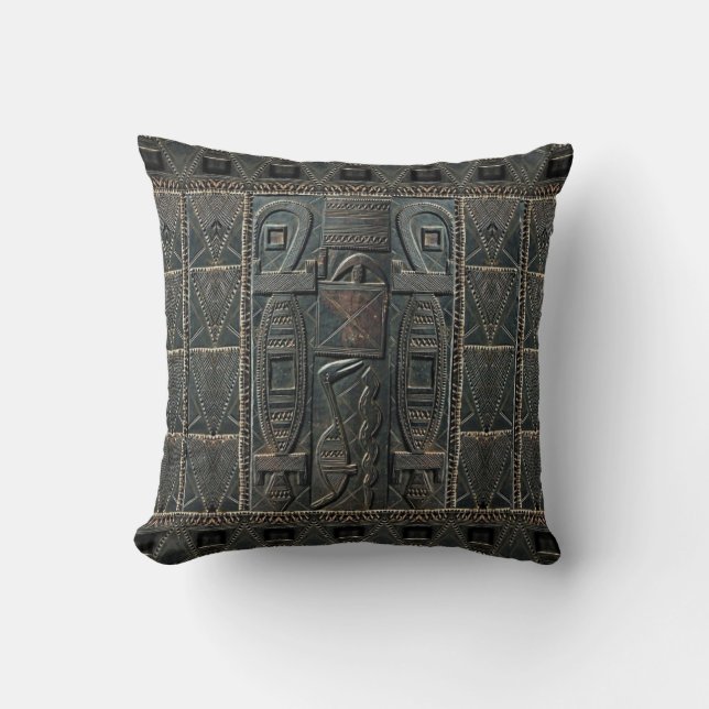 African Door Carving Print Pillow (Front)
