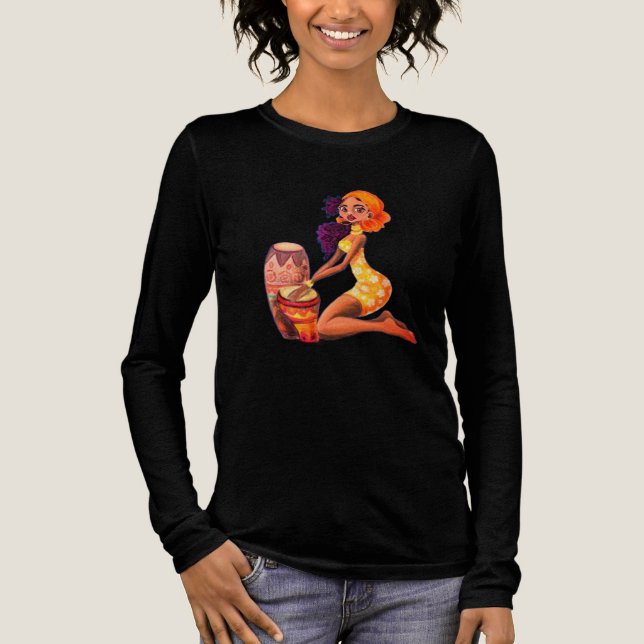 African Drummer Girl T-Shirt Tri-Blend Shirt (Front)
