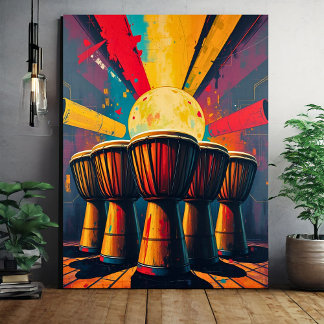 African Drums Wall Art – Bold Abstract Music Print