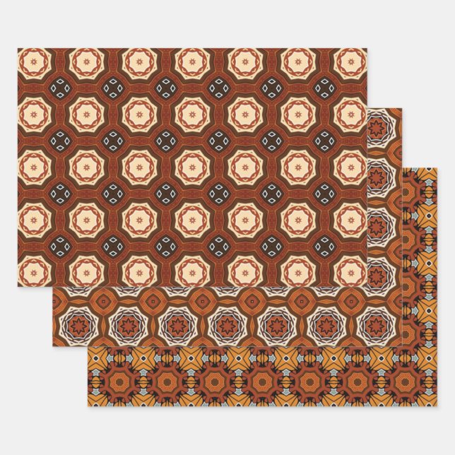 African Earth Seamless Ethnic Pattern Set 2 Wrapping Paper Sheet (Set)