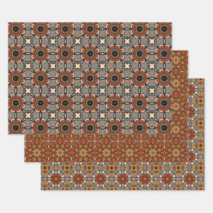 African Earth Seamless Ethnic Pattern Set 3 Wrapping Paper Sheet