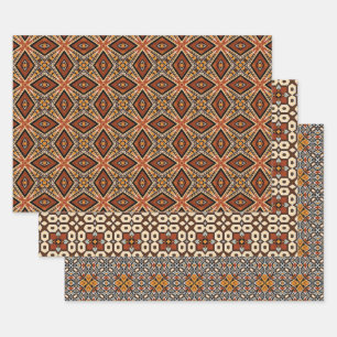 African Earth Seamless Ethnic Pattern Set 5 Wrapping Paper Sheet