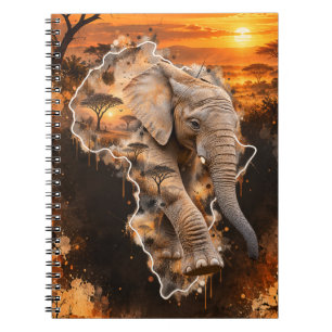 African Elephant Africa Map Wildlife Notebook