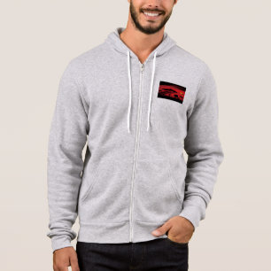 African Elephant and Baby with Red Sunset Hoodie