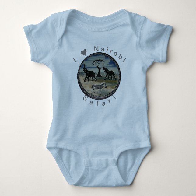 African Elephant Art Print Baby Bodysuit (Front)