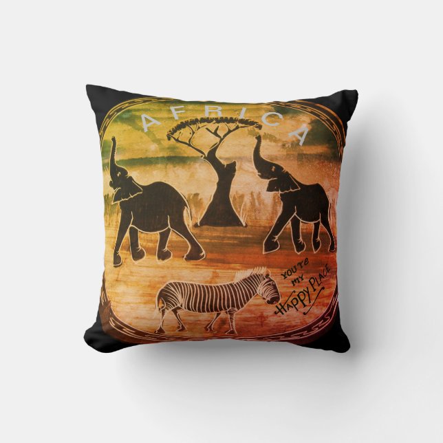 African Elephant Art Print Cushion (Front)