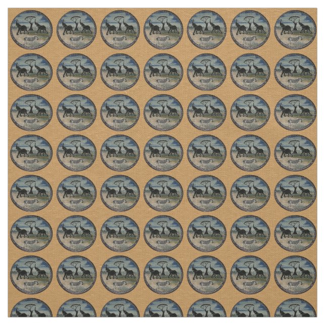 African Elephant Art Print Fabric (Swatch)