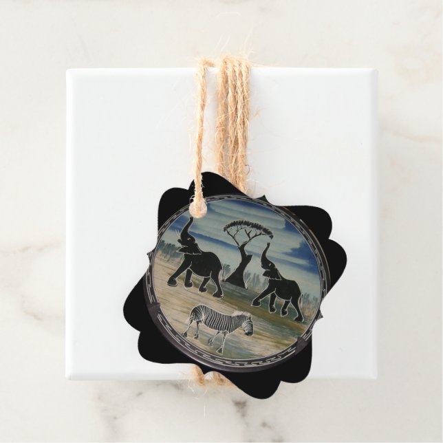 African Elephant Art Print Favour Tags (In Situ)
