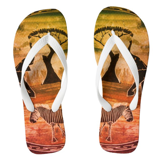 African Elephant Art Print Jandals (Footbed)
