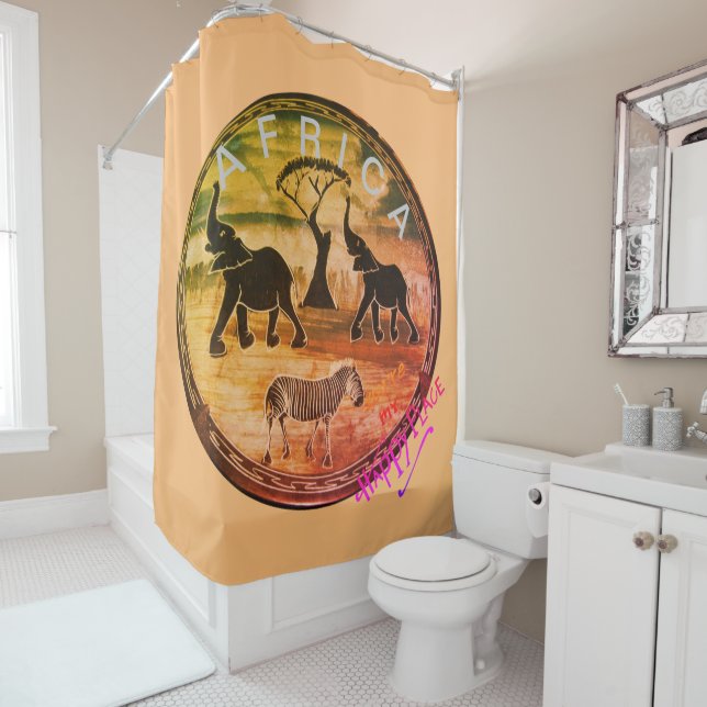 African Elephant Art Print Shower Curtain (In Situ)