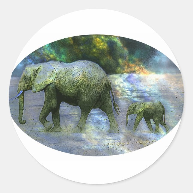 African Elephant Classic Round Sticker (Front)