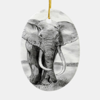african elephant drawing in pencil design ceramic tree decoration