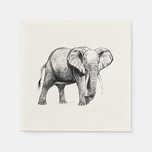 African elephant drawing napkin (Front)