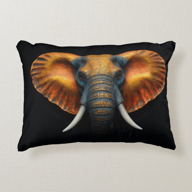 African elephant head  decorative cushion (Front)