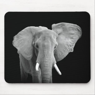 African Elephant in Black and White - Mousepad