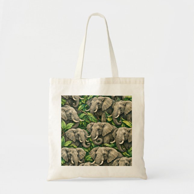 African Elephant Jungle Pattern Tote Bag (Front)