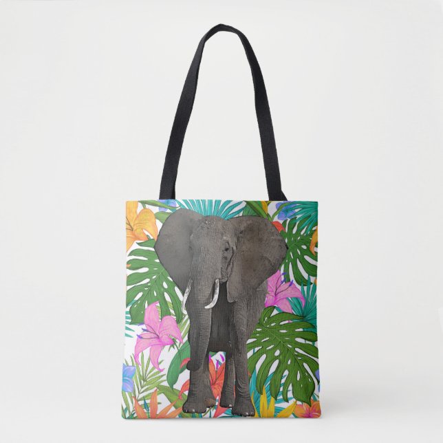 African Elephant Jungle Safari Animal wildlife Art Tote Bag (Front)