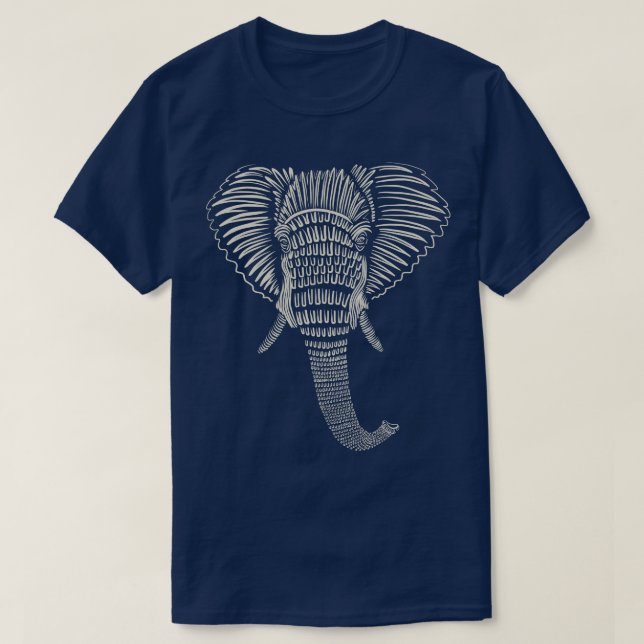 African Elephant Line Work T-Shirt (Design Front)