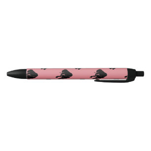 African Elephant Pink Black Ink Pen