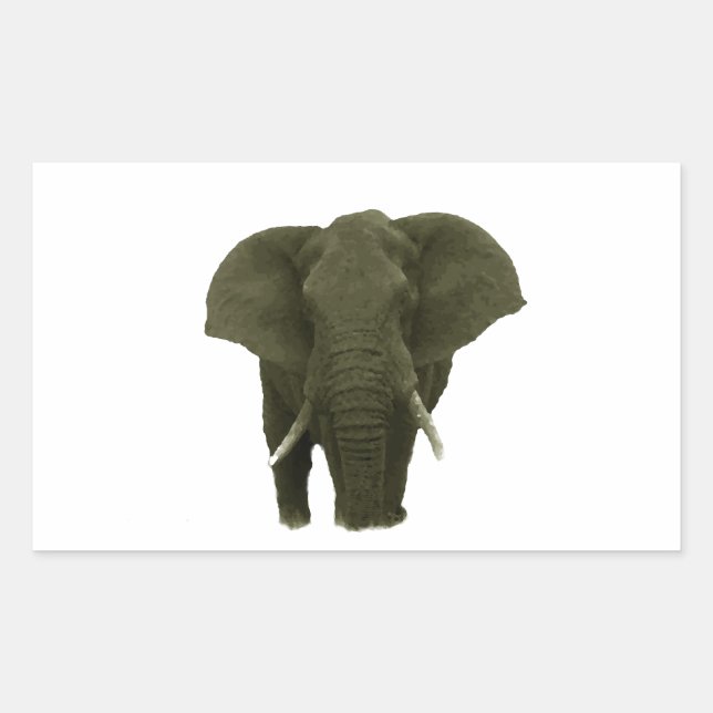 African Elephant Rectangular Sticker (Front)