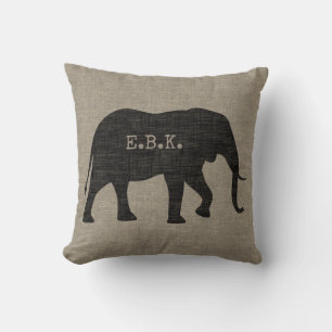 African Elephant Silhouette with Custom Text Cushion