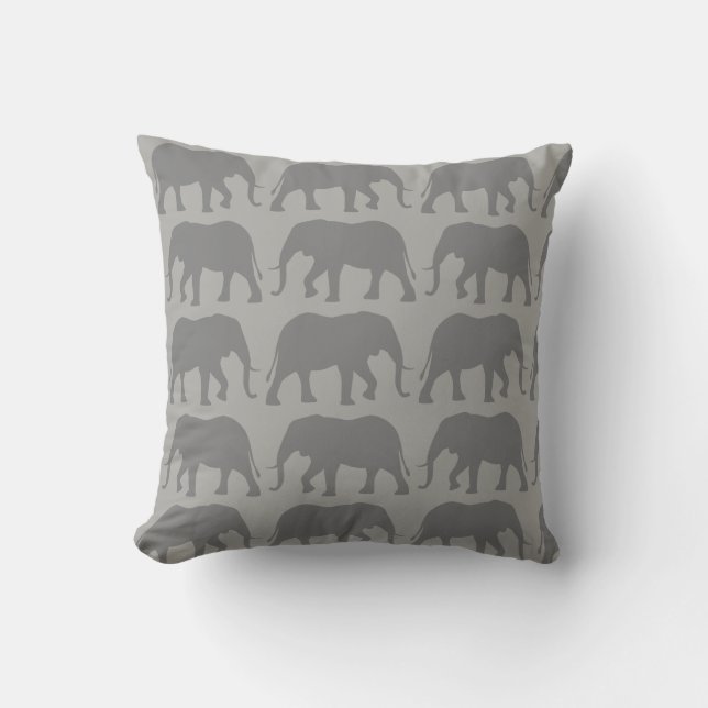 African Elephant Silhouettes Pattern Cushion (Front)