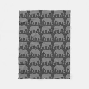 African Elephant Silhouettes Pattern Fleece Blanket