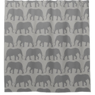 African Elephant Silhouettes Pattern Shower Curtain