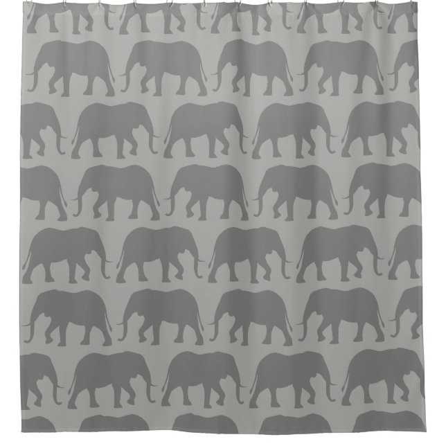 African Elephant Silhouettes Pattern Shower Curtain (Front)