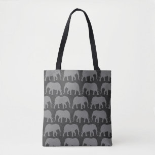 African Elephant Silhouettes Pattern Tote Bag