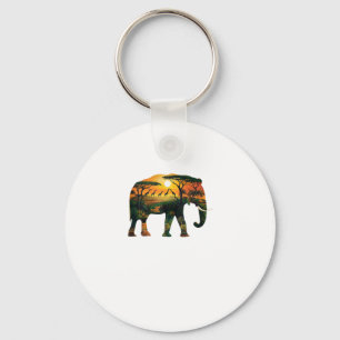 African Elephant Sunset Safari Nature Lovers Shirt Key Ring