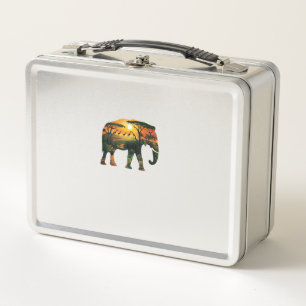 African Elephant Sunset Safari Nature Lovers Shirt Metal Lunch Box