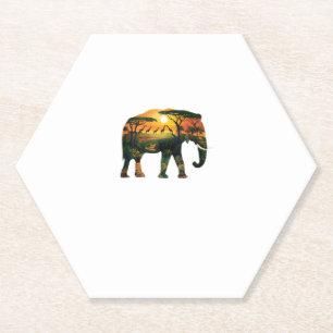 African Elephant Sunset Safari Nature Lovers Shirt Paper Coaster