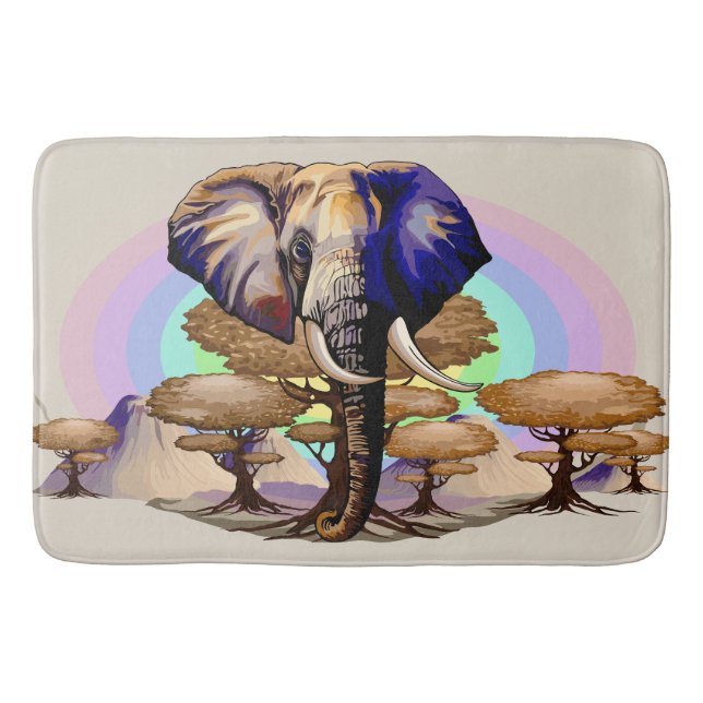 African Elephant Surreal Portrait  Bath Mat (Front)