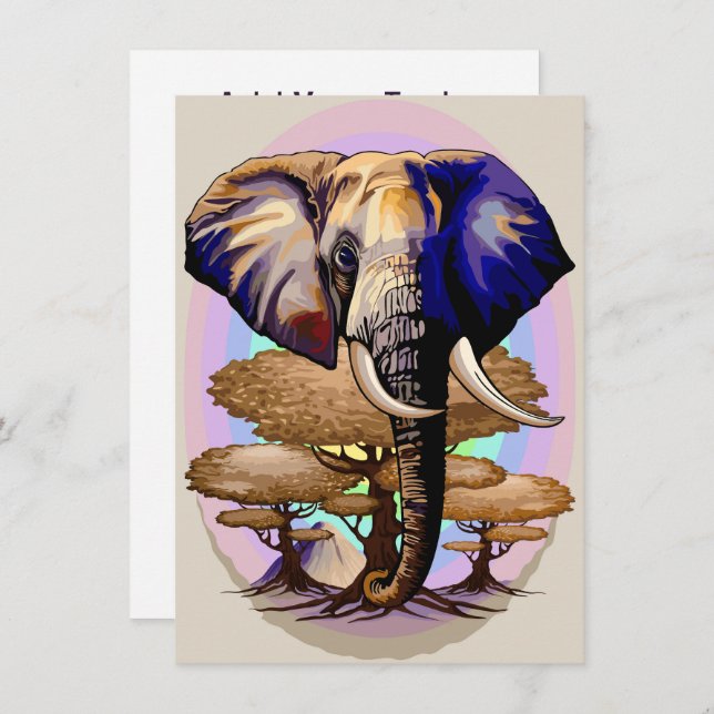 African Elephant Surreal Portrait  Card (Front/Back)