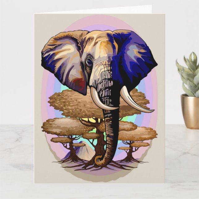 African Elephant Surreal Portrait  Card (Small Plant)