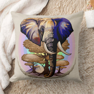 African Elephant Surreal Portrait Cushion