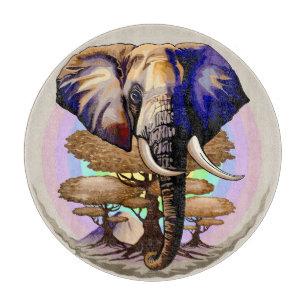 African Elephant Surreal Portrait Cutting Board