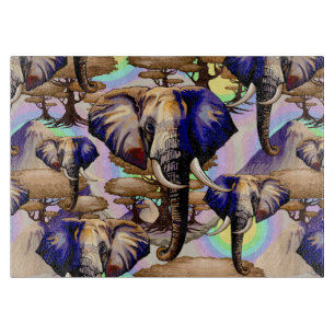 African Elephant Surreal Portrait Cutting Board