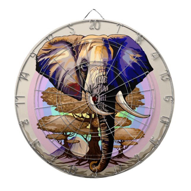 African Elephant Surreal Portrait  Dartboard (Front)