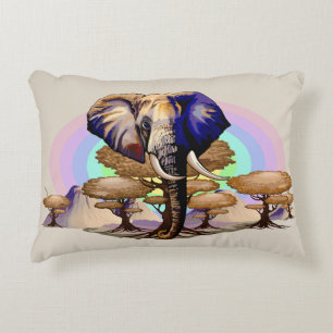 African Elephant Surreal Portrait Decorative Cushion