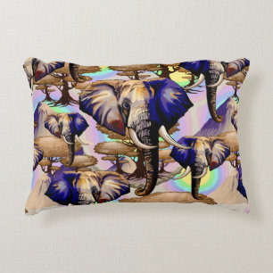African Elephant Surreal Portrait Decorative Cushion