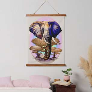 African Elephant Surreal Portrait  Hanging Tapestry
