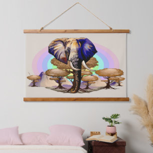 African Elephant Surreal Portrait  Hanging Tapestry