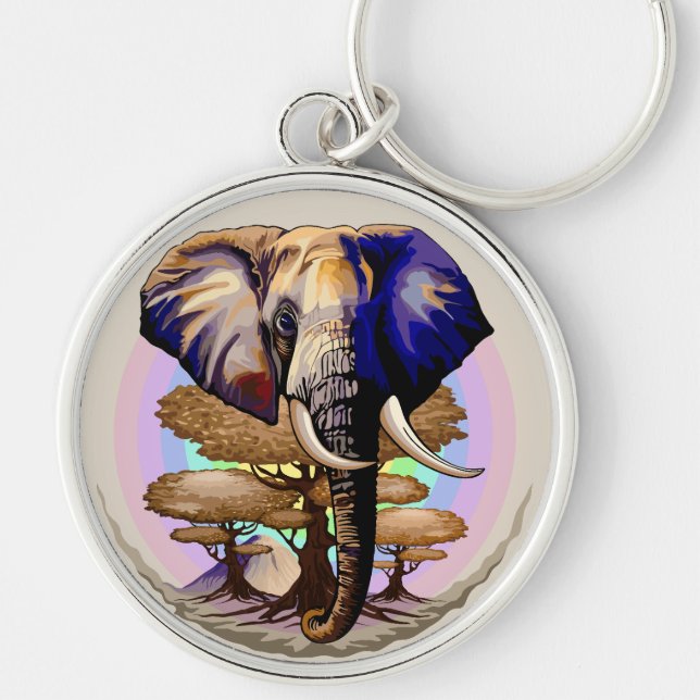 African Elephant Surreal Portrait  Key Ring (Front)