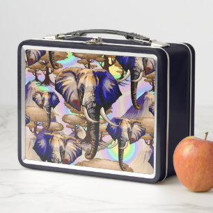 African Elephant Surreal Portrait  Metal Lunch Box