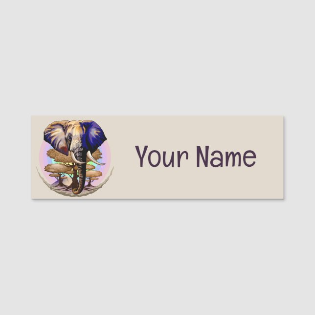 African Elephant Surreal Portrait  Name Tag (Front)