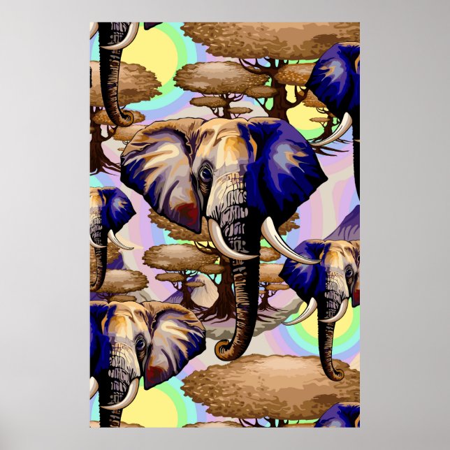 African Elephant Surreal Portrait  Poster (Front)
