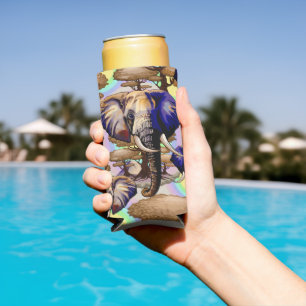 African Elephant Surreal Portrait  Seltzer Can Cooler